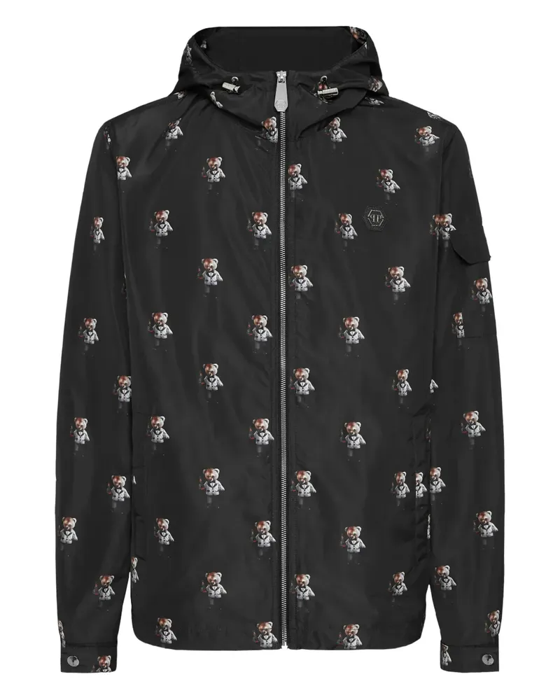 Philipp Plein Kapuzenjacke mit Teddy - Schwarz Schwarz