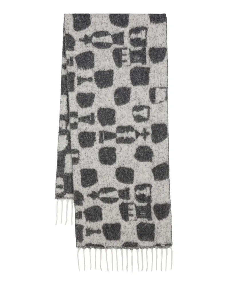 Henrik Vibskov Schal mit Schachfiguren-Jacquard - Schwarz Schwarz