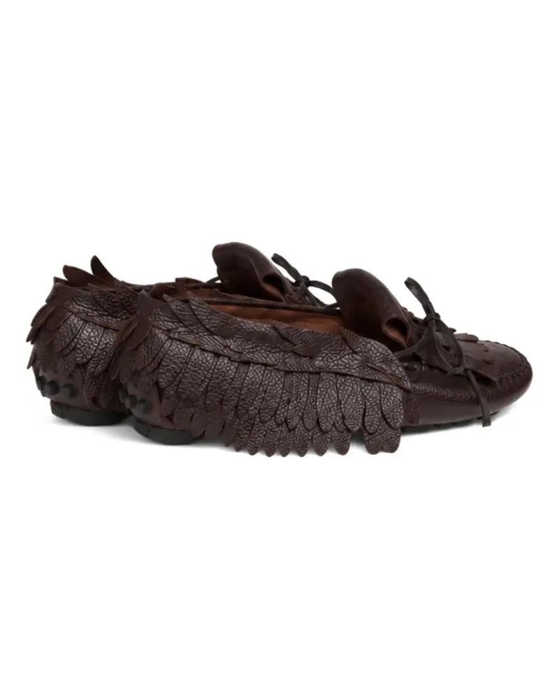Alberta Ferretti Loafer mit Federn und Fransen - Braun Braun