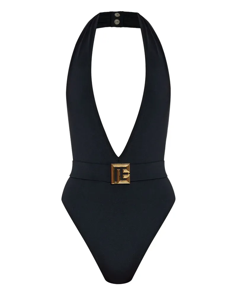Balmain Badeanzug mit Logo - Schwarz Schwarz