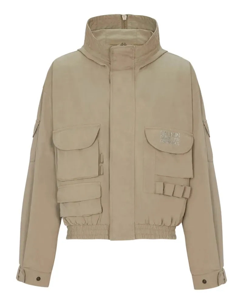 Balmain Kapuzenjacke mit aufgesetzten Taschen - Nude Nude