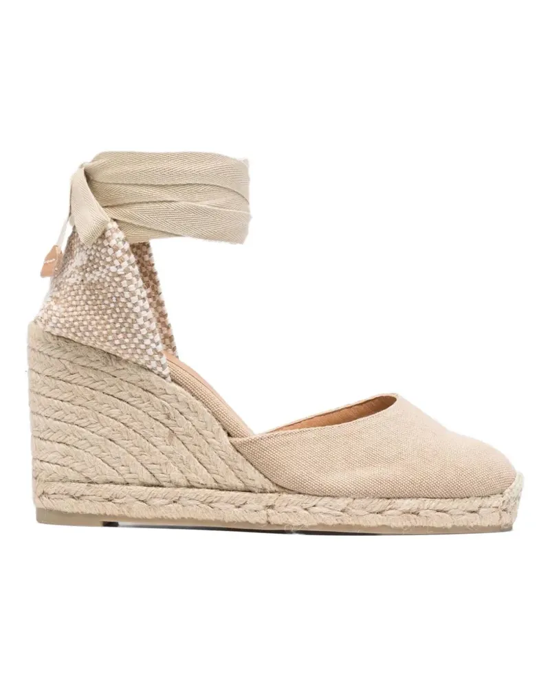 Castañer Carina lace-up wedge-heel espadrilles - Nude Nude