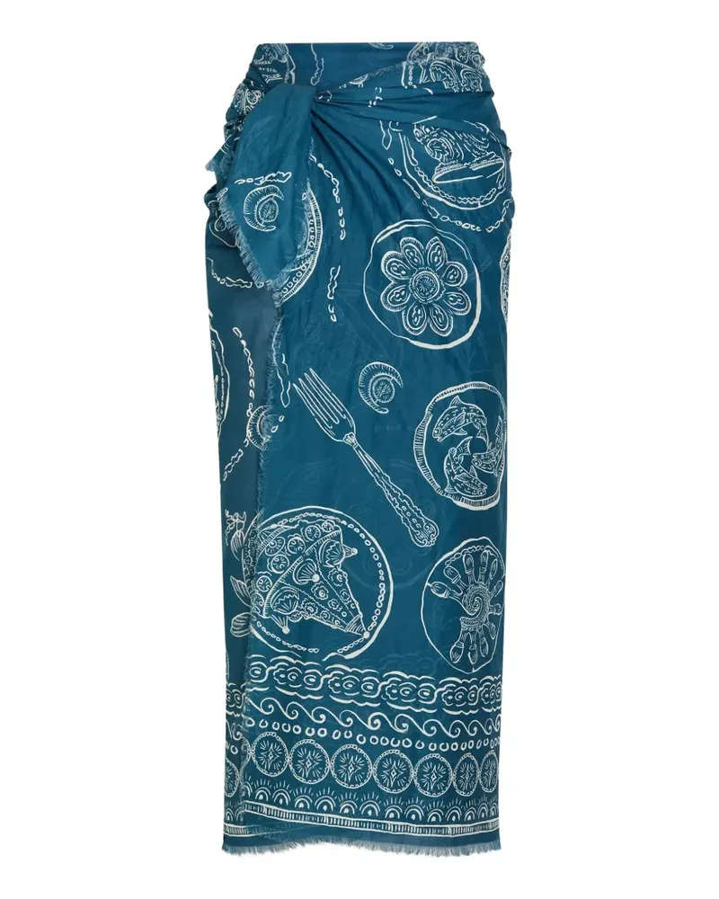 ALEMAIS Lucky graphic-print fringed sarong - Blau Blau