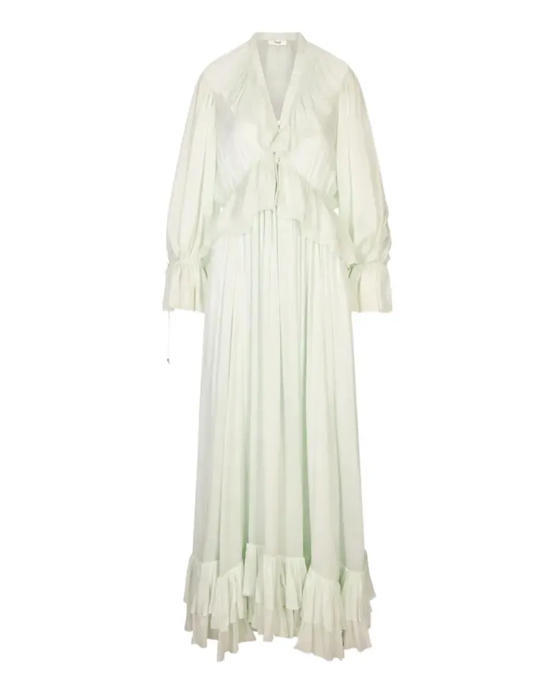 Chloé Gerüschtes Seiden-Charmeuse-Maxikleid - Grau Grau