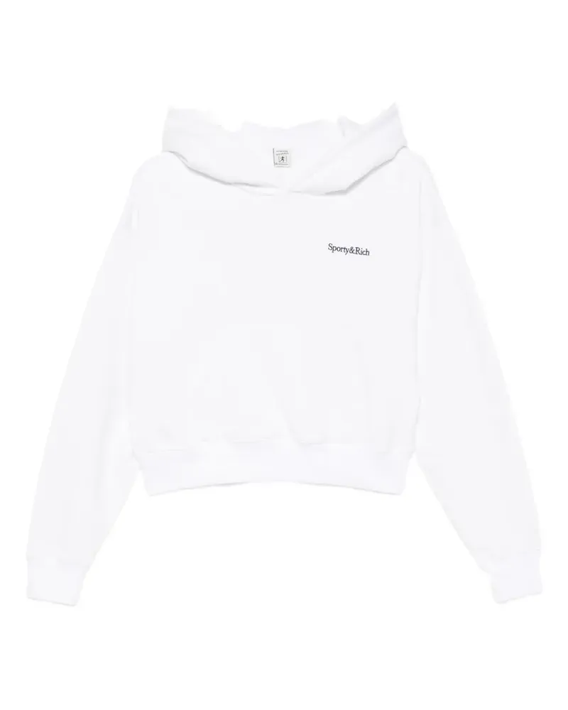 SPORTY & RICH Elon logo-embroidered cropped hoodie - Weiß Weiß