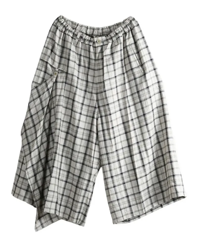 Yohji Yamamoto Hose mit Karomuster - Weiß Weiß