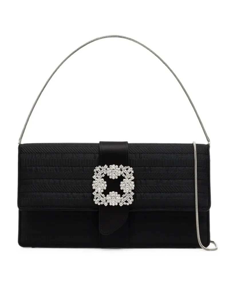 Manolo Blahnik Capri Clutch mit Kristallschnalle - Schwarz Schwarz