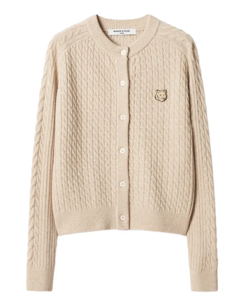 Kitsuné Fox Head cable-knit cardigan - Nude Nude