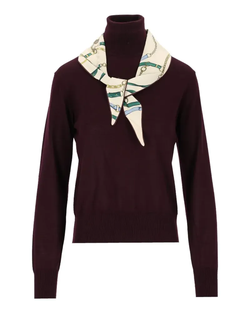 forte_forte Rollkragenpullover mit Seidenschal - Rot Rot