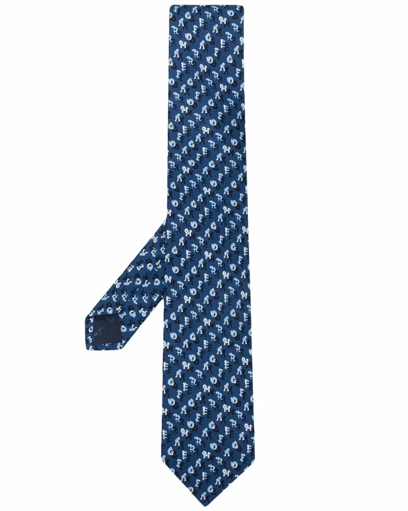 Ferragamo Krawatte mit Buchstaben-Print - Blau Blau