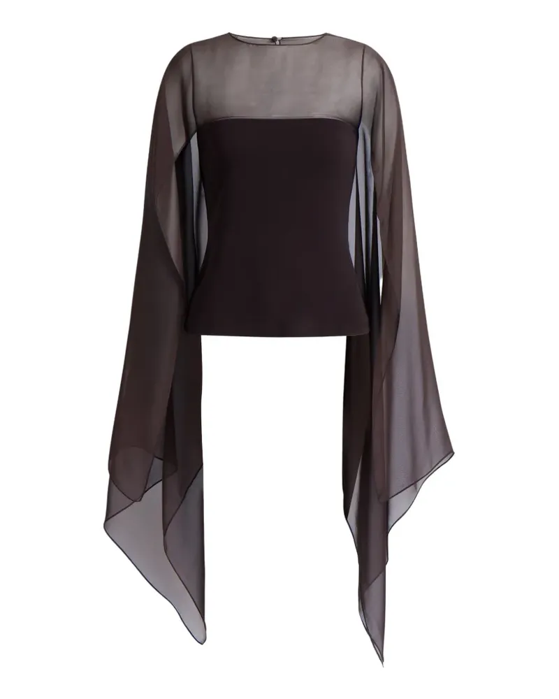 Alberta Ferretti Semi-transparentes Oberteil mit Cape - Braun Braun