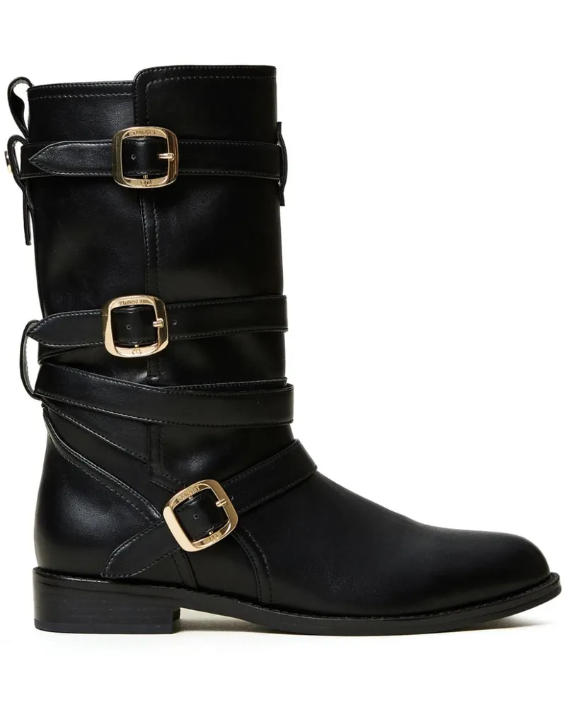 Twin-Set Bikerstiefel mit Schnalle - Schwarz Schwarz