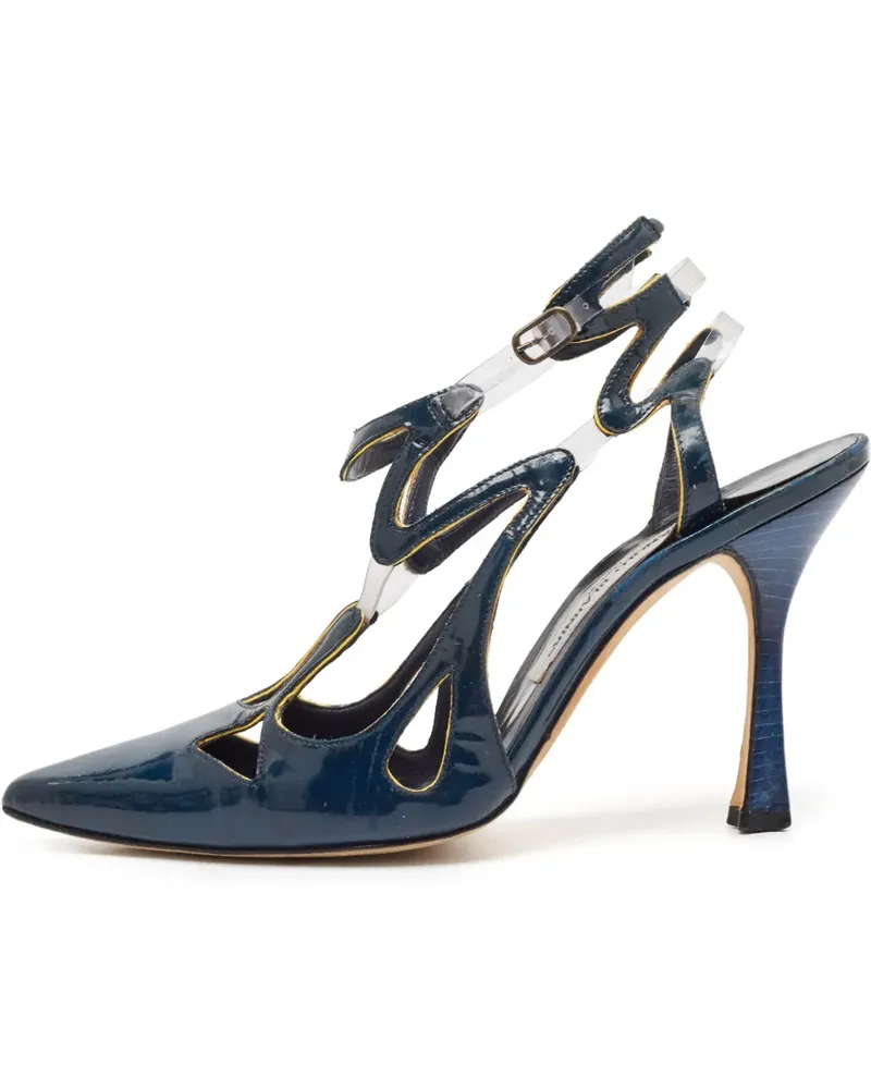 Manolo Blahnik Pumps mit Wellenmuster 100mm - Blau Blau