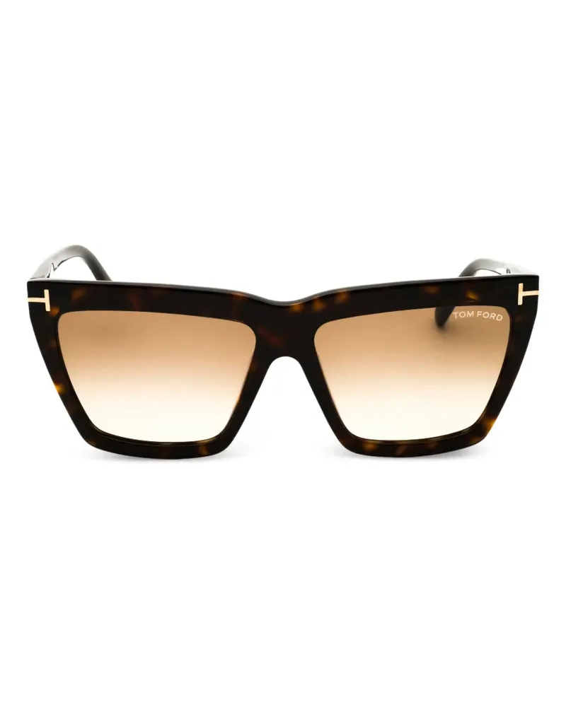 Tom Ford Eckige Sonnenbrille in Schildpattoptik - Braun Braun
