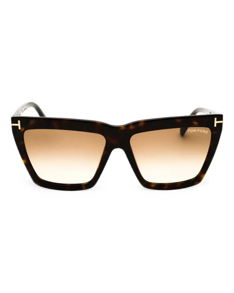 Tom Ford Eckige Sonnenbrille in Schildpattoptik - Braun Braun