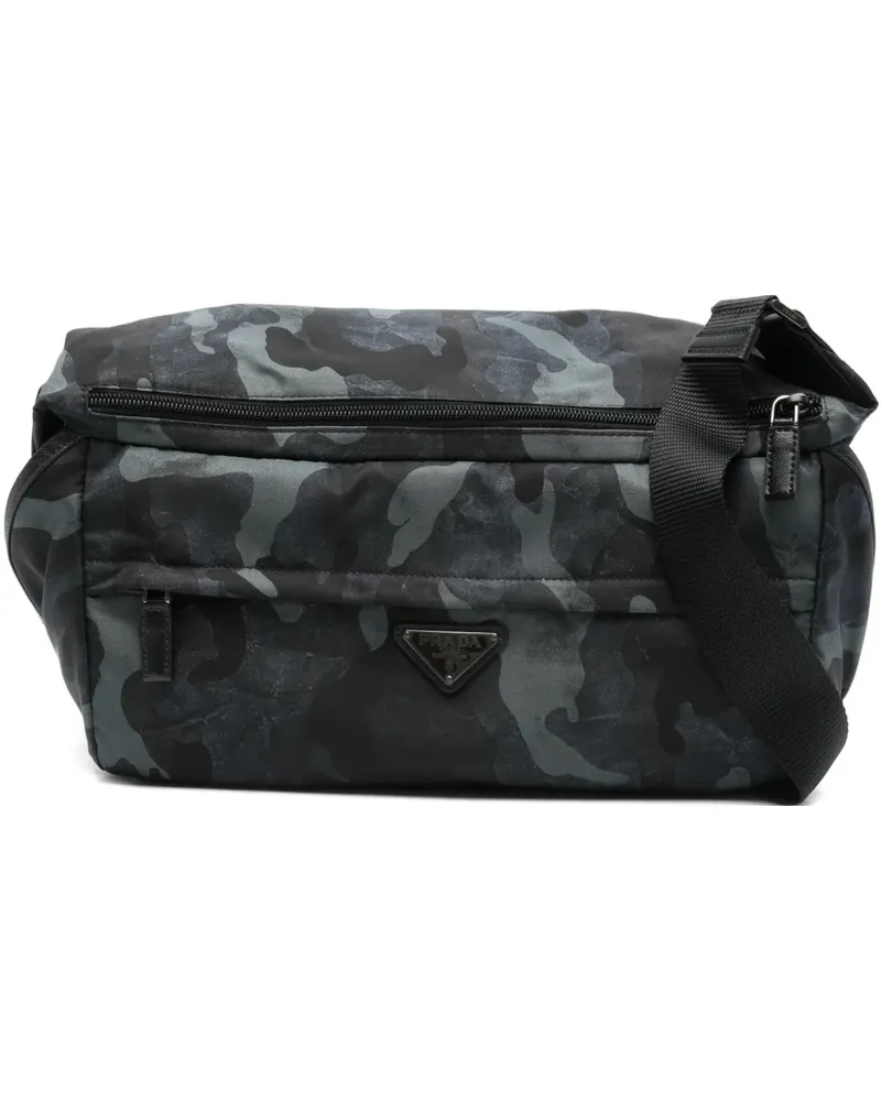 Prada Schultertasche mit Camouflage-Print - Schwarz Schwarz