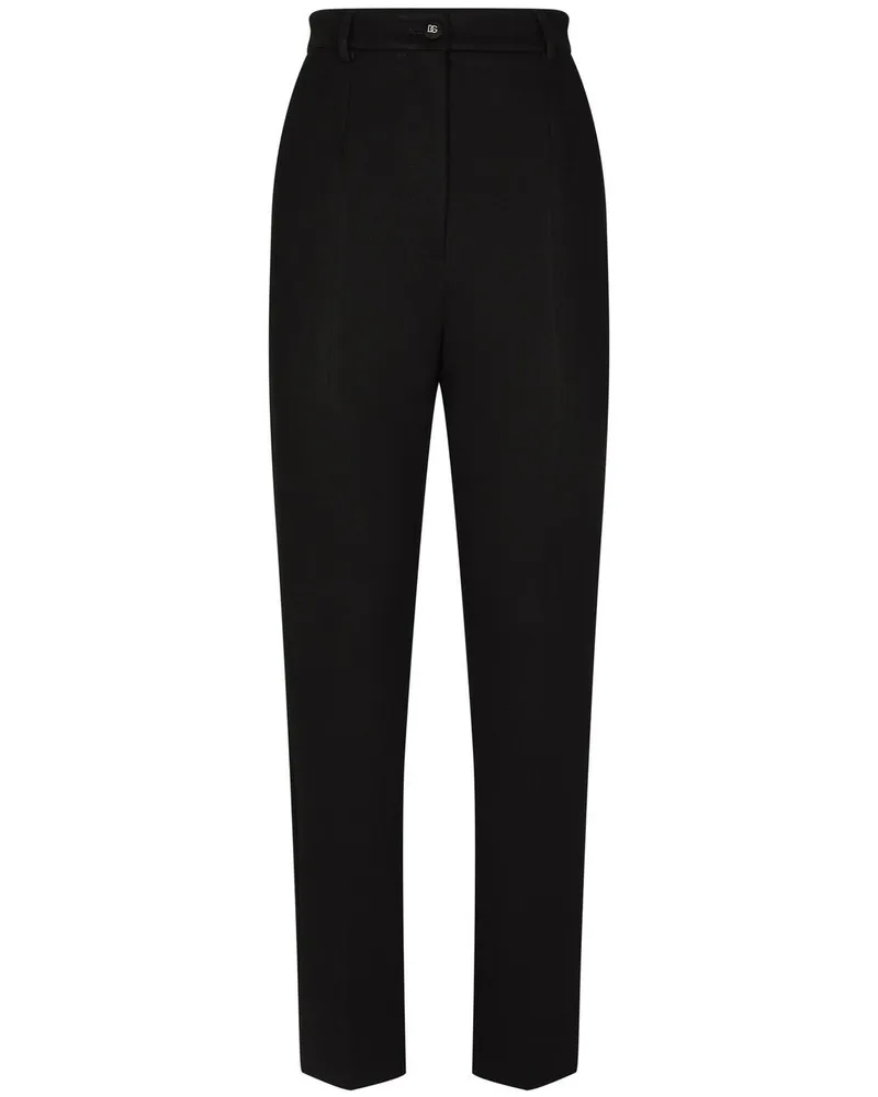 Dolce & Gabbana Tapered-Bein in Milano Rib - Schwarz Schwarz