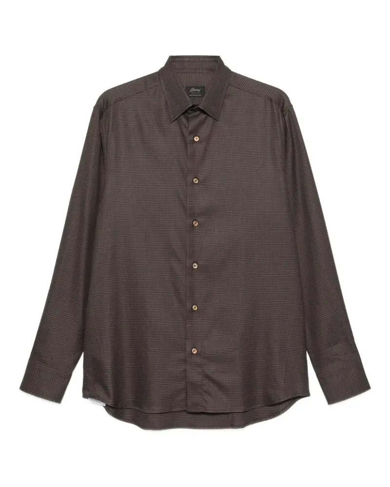 Brioni Hemd mit Karomuster - Braun Braun