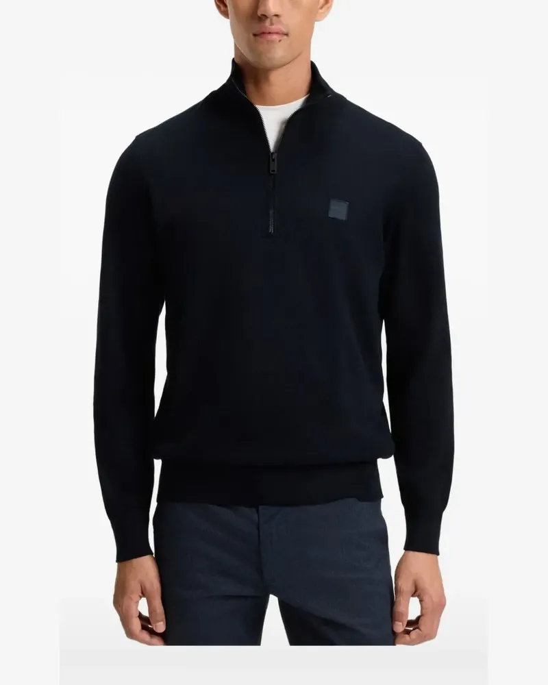 HUGO BOSS Pullover mit Logo-Patch - Schwarz Schwarz