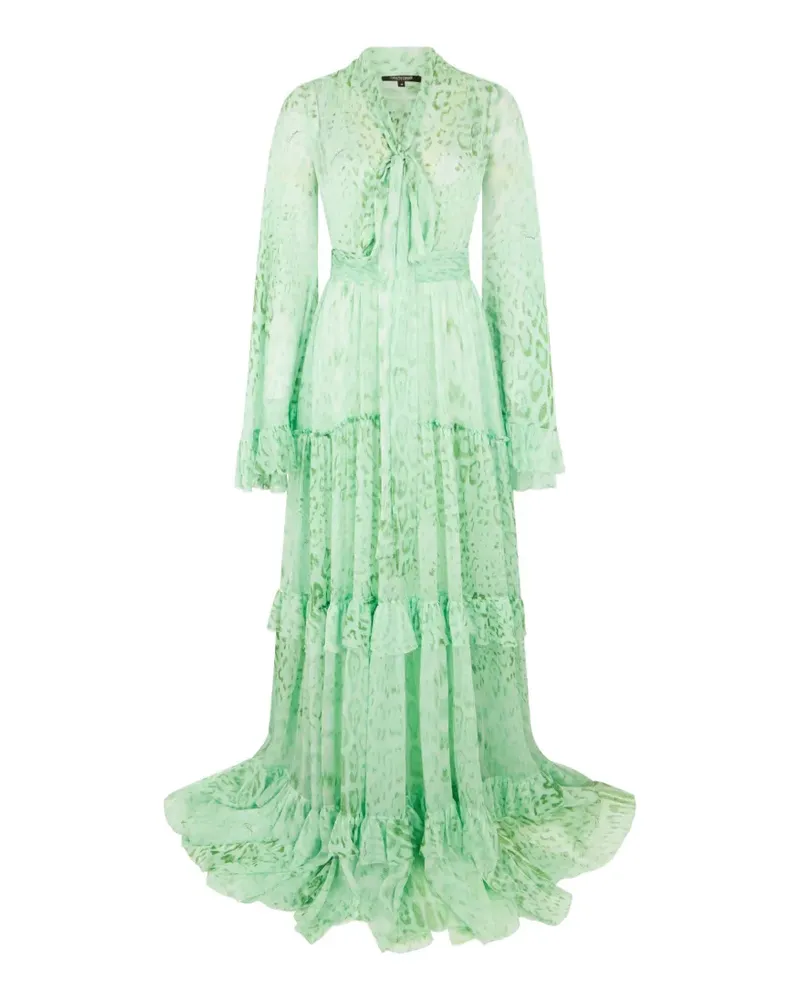 Roberto Cavalli jaguar-print ruffled maxi dress - Grün Grün
