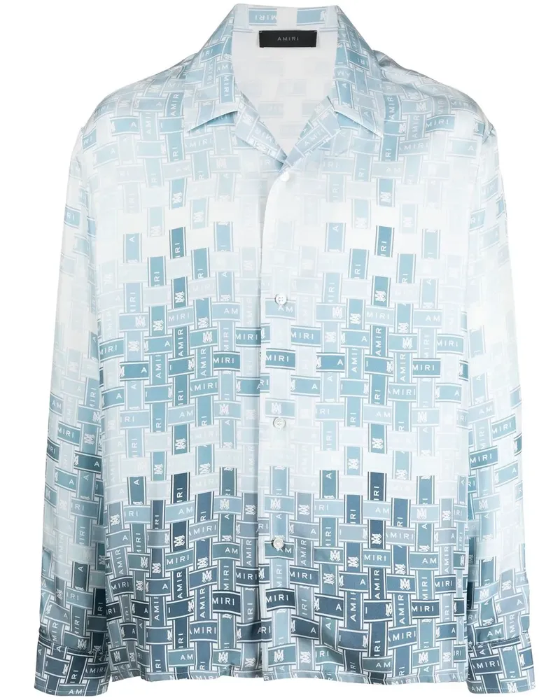 Amiri Seidenhemd mit Gradient Tape-Print - Blau Blau