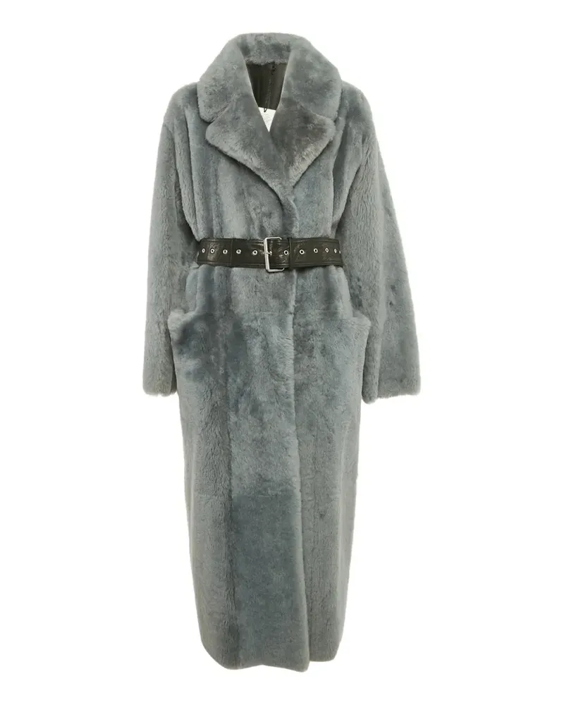 FourTwoFour on Fairfax belted shearling coat - Grau Grau