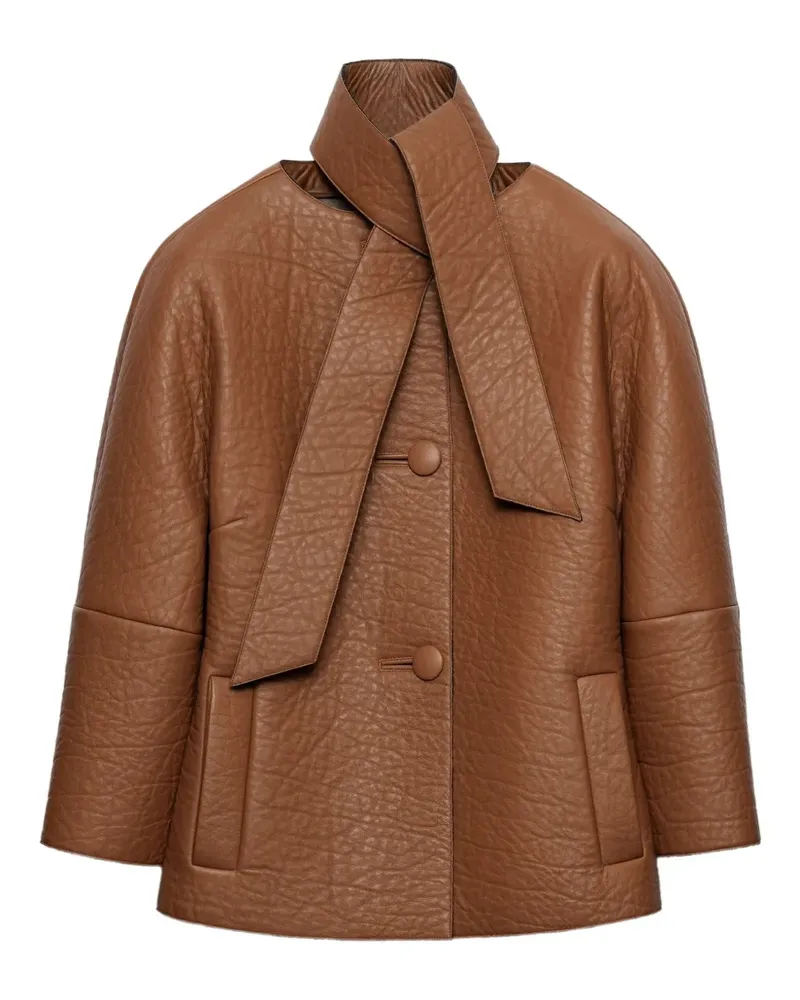 Prada Lederjacke mit Schaldetail - Braun Braun