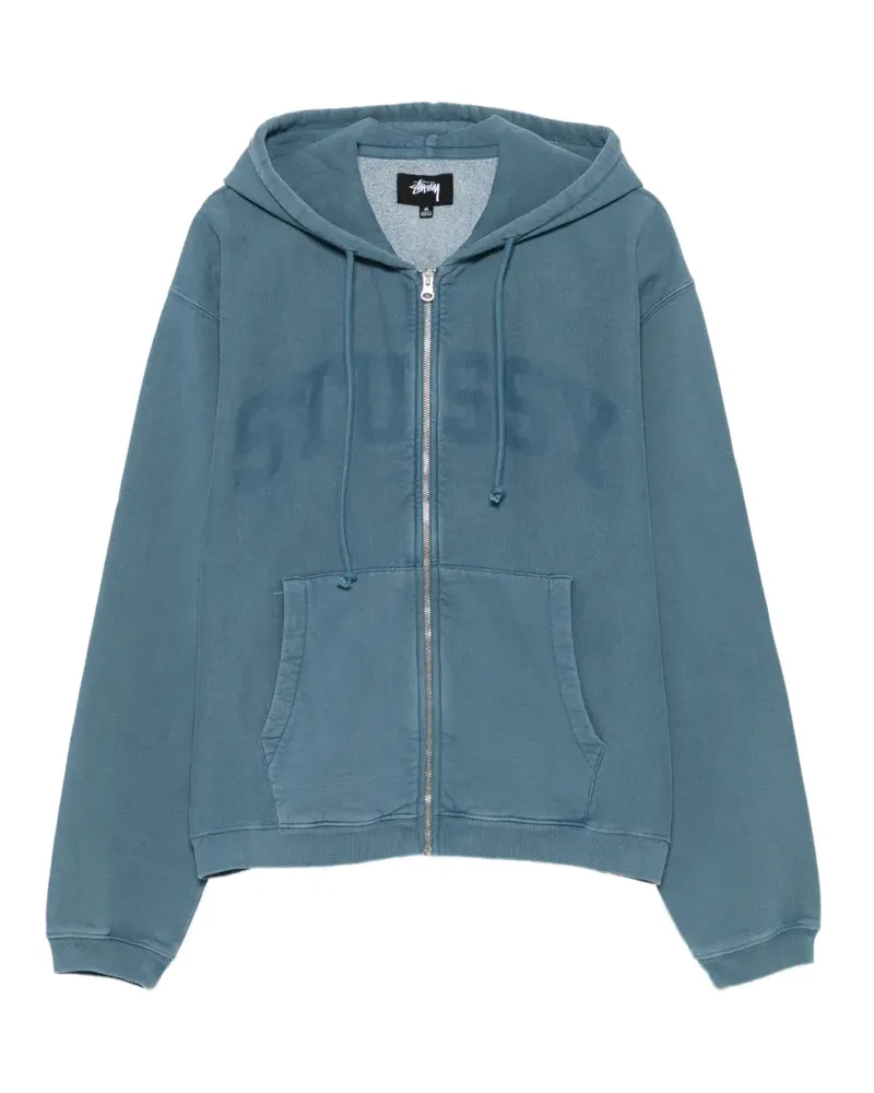 Stüssy logo-print zip-up hoodie - Blau Blau