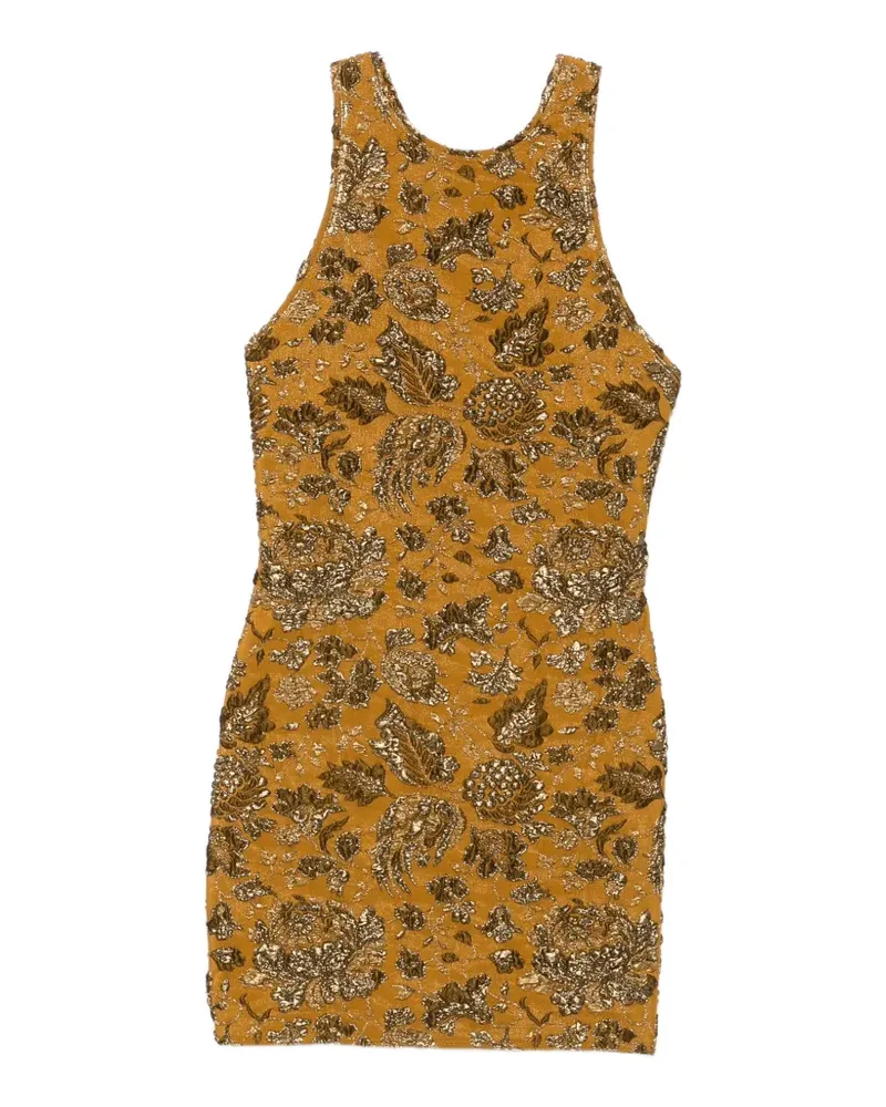 Saint Laurent floral-jacquard mini dress - Gelb Gelb