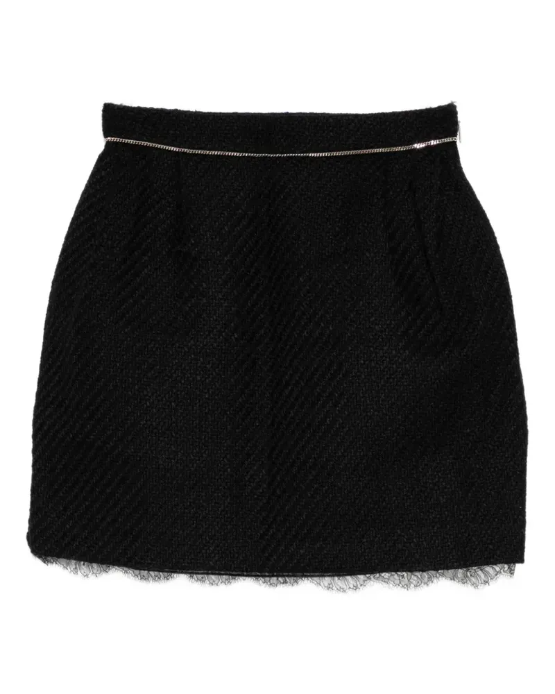 Roberto Cavalli lace-trimmed tweed skirt - Schwarz Schwarz