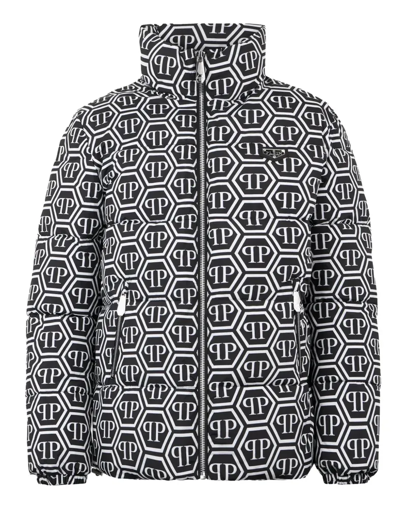 Philipp Plein Gefütterte Jacke mit Monogramm - Schwarz Schwarz