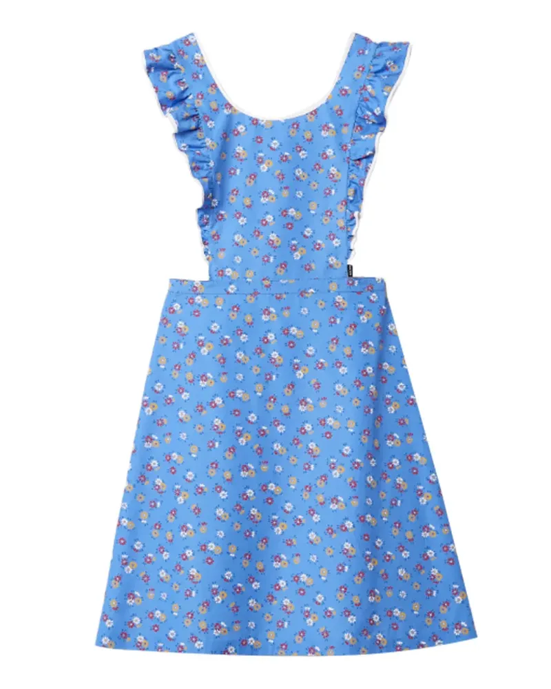 Miu Miu Gerüschtes Midikleid mit Blumen-Print - Blau Blau