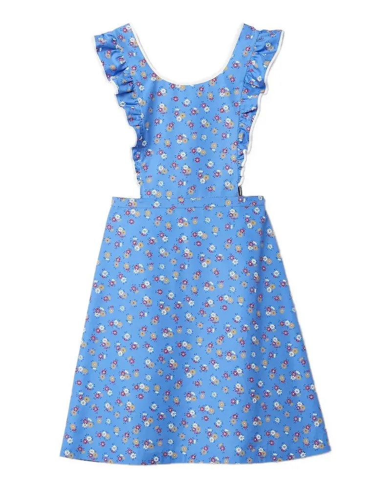 Miu Miu Gerüschtes Midikleid mit Blumen-Print - Blau Blau