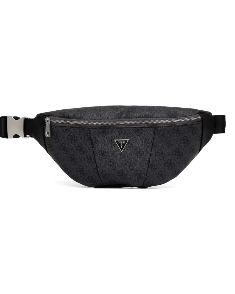 Guess monogram-print logo-plaque belt bag - Schwarz Schwarz