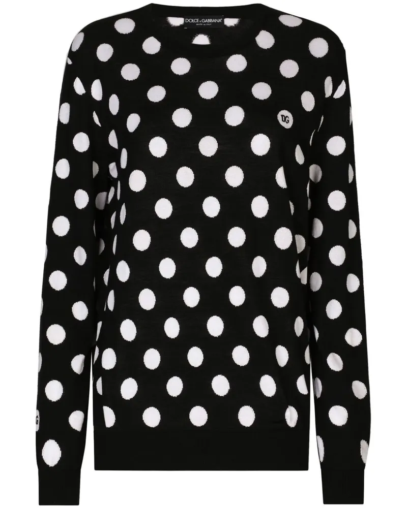 Dolce & Gabbana Gepunkteter Pullover - Schwarz Schwarz