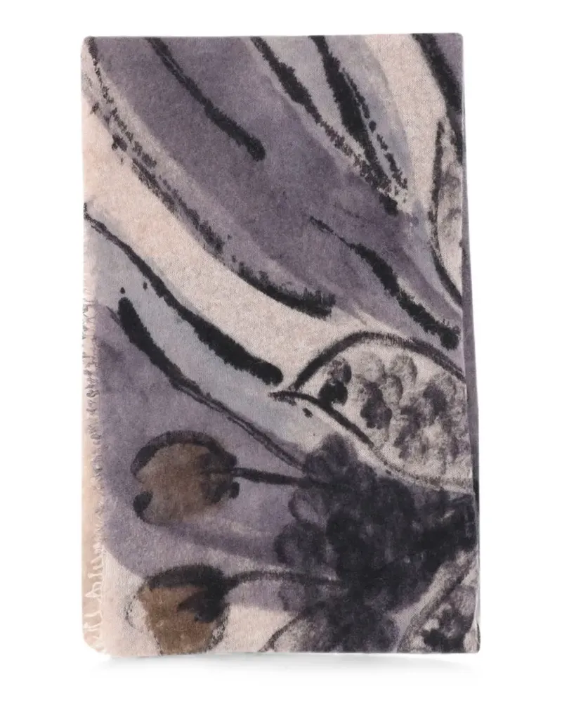 Faliero Sarti Fransenschal mit Birkenmuster - Violett Violett