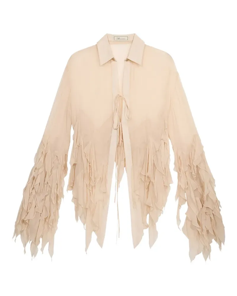 Blumarine ruffled silk blouse - Nude Nude