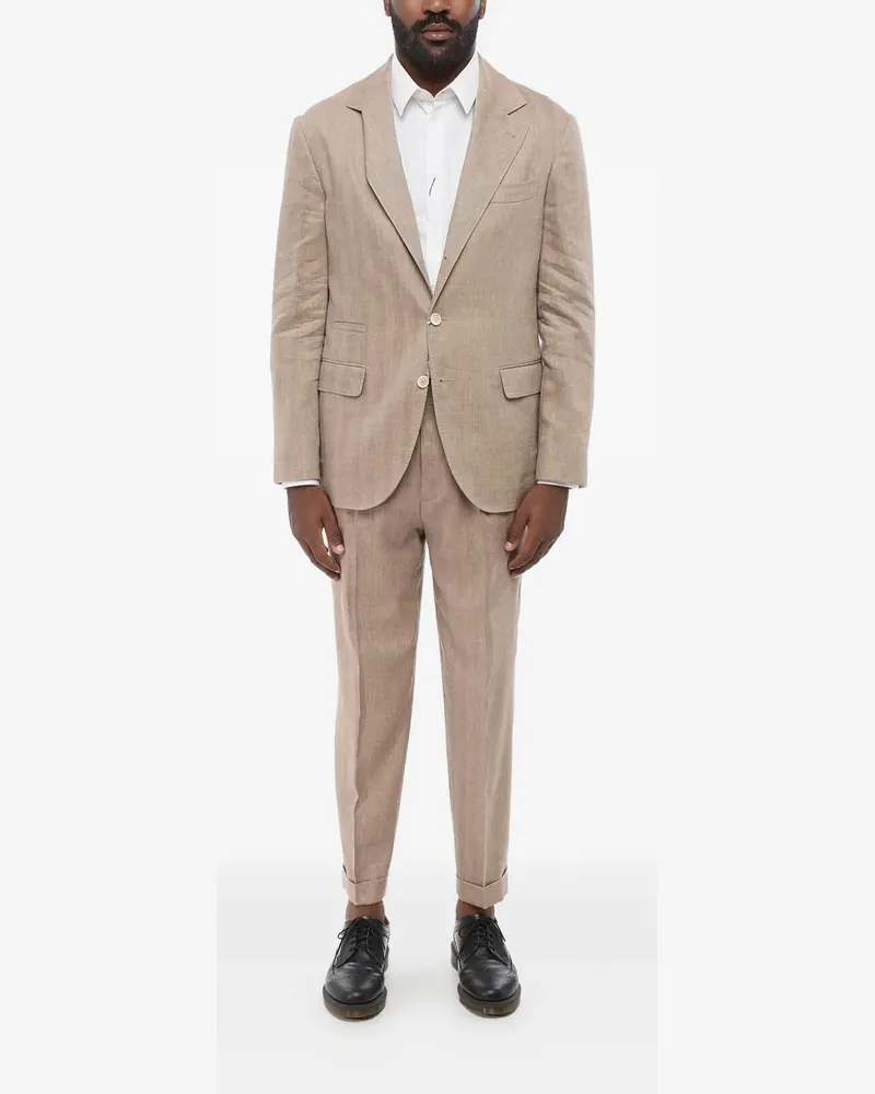 Brunello Cucinelli Anzug mit Fischgrätenmuster - Nude Nude