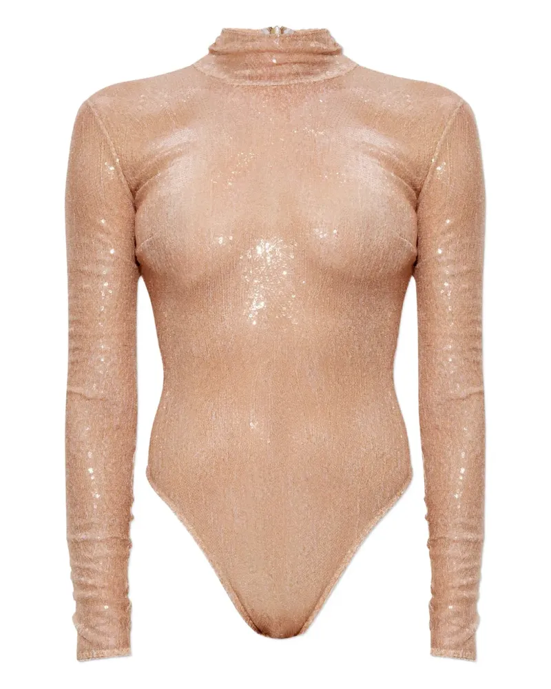 Dsquared2 Rollkragen-Body mit Pailletten - Nude Nude