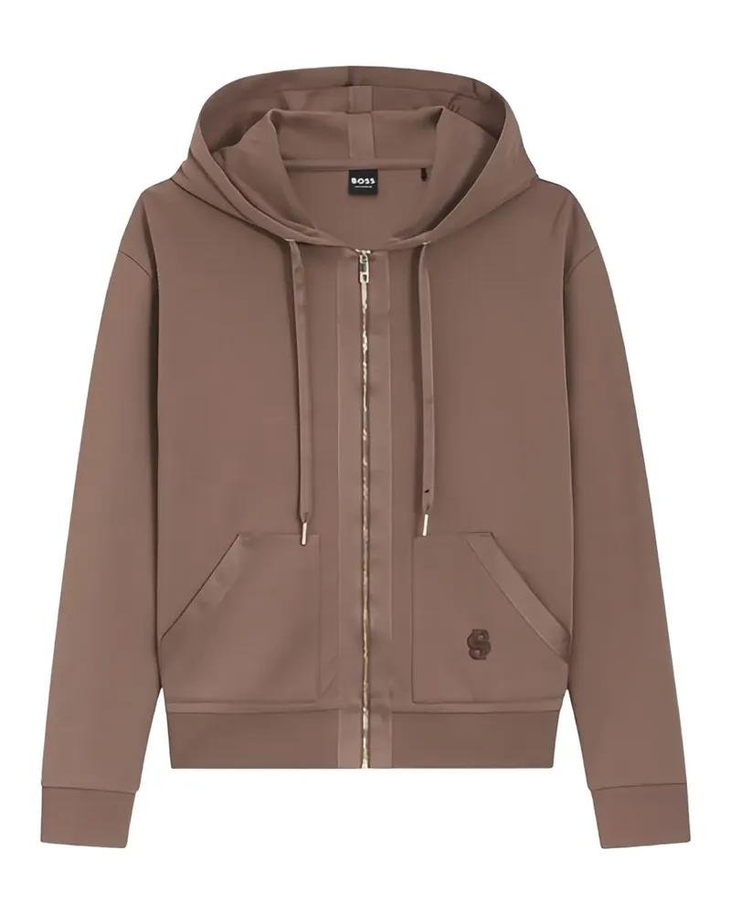 HUGO BOSS cotton-blend zip-up hoodie - Braun Braun