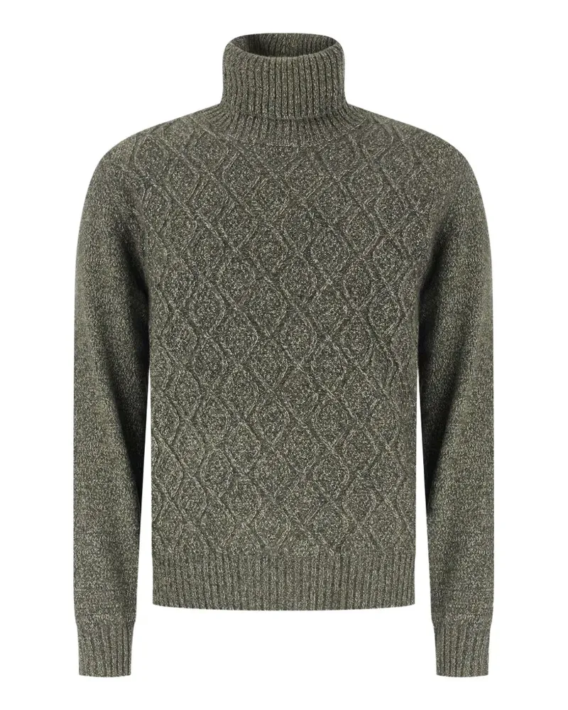 PANICALE Cashmere Rollkragenpullover mit Rautenstrick - Grün Grün