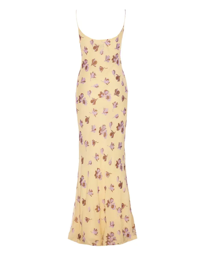 Self-Portrait Strass-Maxikleid mit Blumen-Print - Gelb Gelb