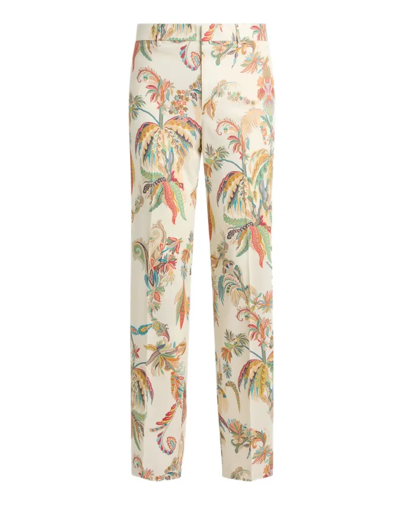Etro floral-print wool-gabardine trousers - Nude Nude