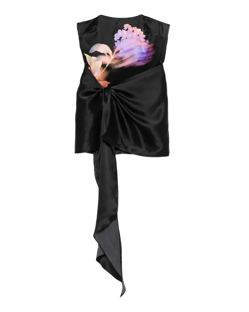 David Koma floral-print knot-detail dress - Schwarz Schwarz