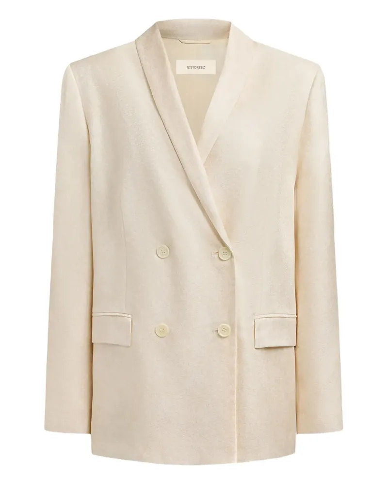 12 STOREEZ Doppelreihiges Sakko aus Seide - Nude Nude