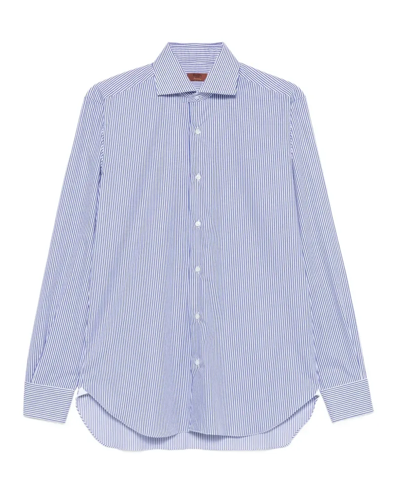 BARBA striped-pattern spread-collar shirt - Weiß Weiß