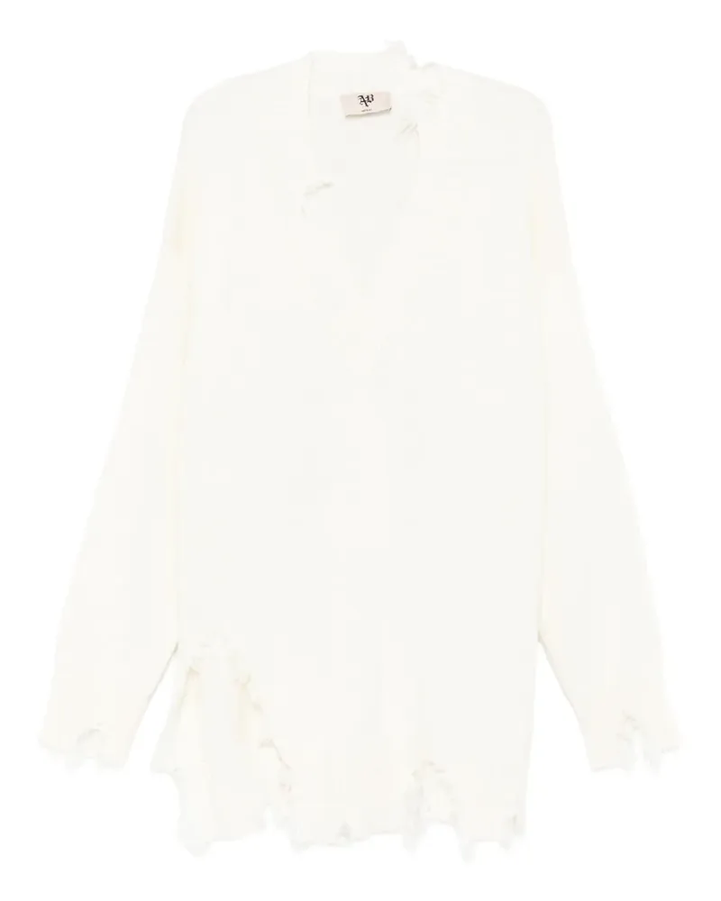 Aniye By distressed V-neck sweater - Weiß Weiß