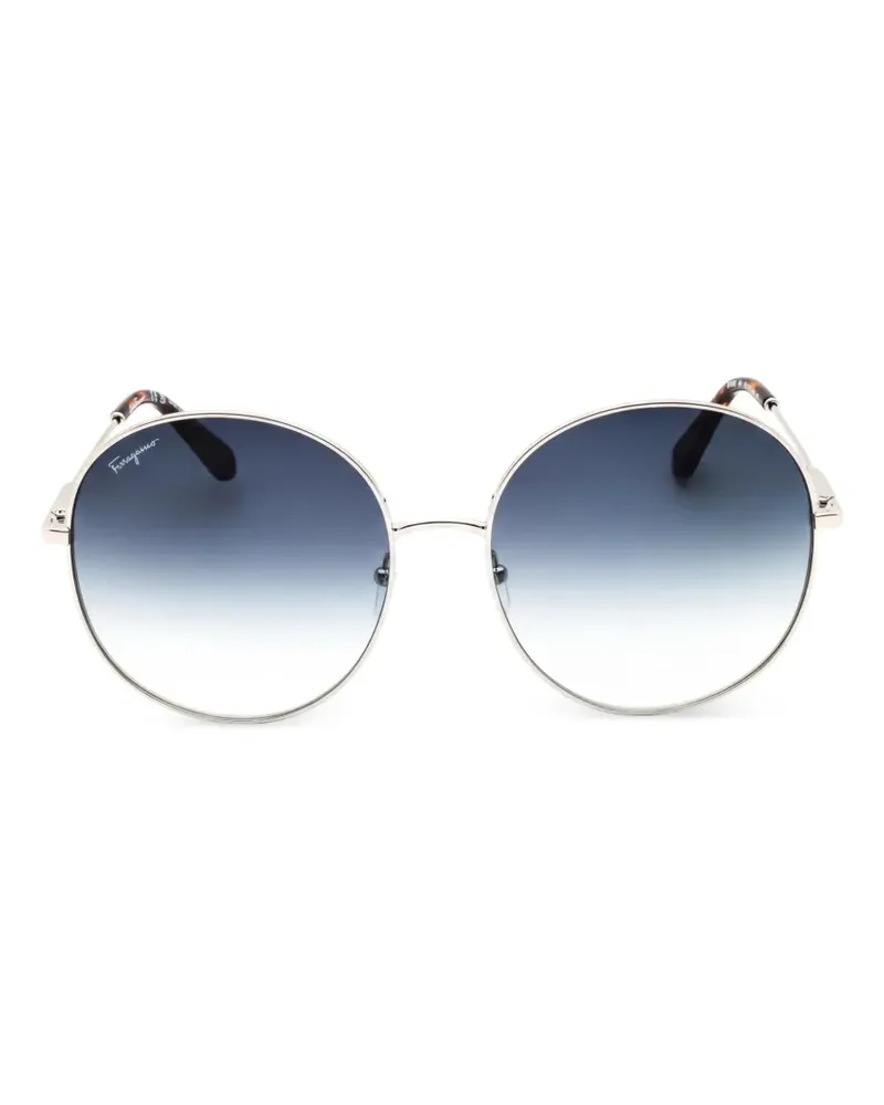 Ferragamo Sonnenbrille mit rundem Gestell - Silber Silber