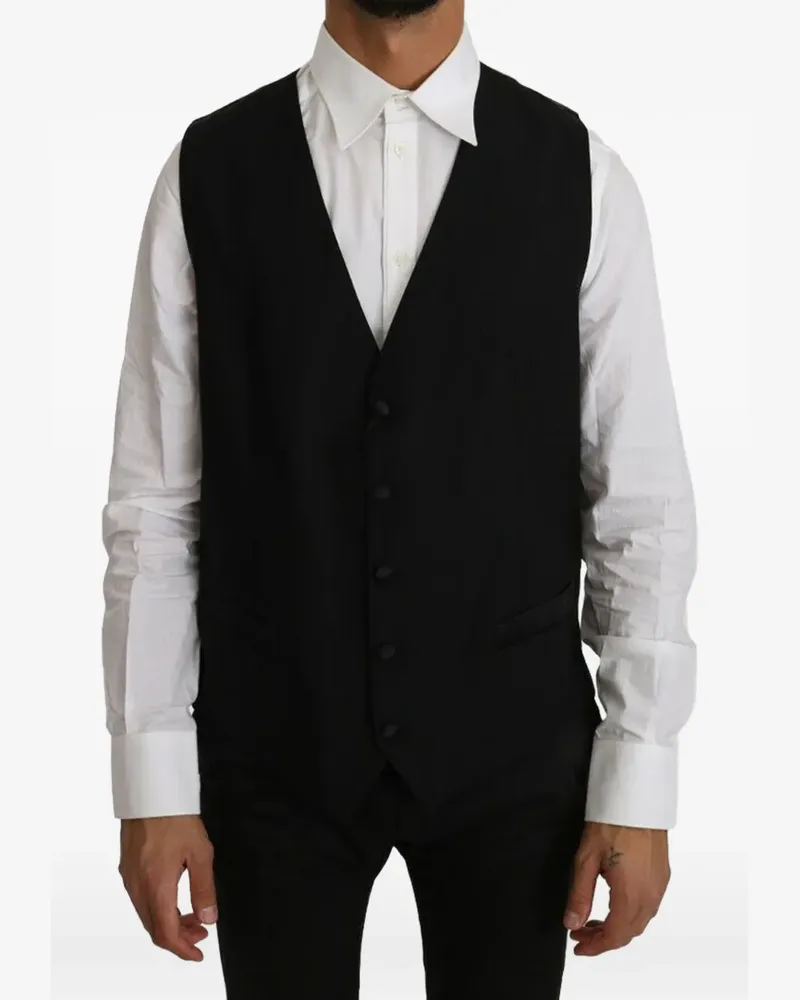 Dolce & Gabbana V-neck button-up waistcoat - Schwarz Schwarz