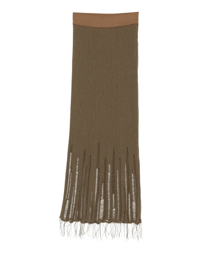 Uma Wang distressed ribbed-knit skirt - Braun Braun